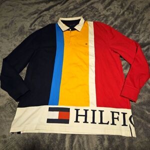 Long-sleeved Tommy Hilfiger colorblock polo shirt